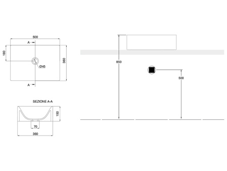 Раковина из санфаянса Scarabeo Skinny 5413 50х36 накладная цвет белый глянцевый