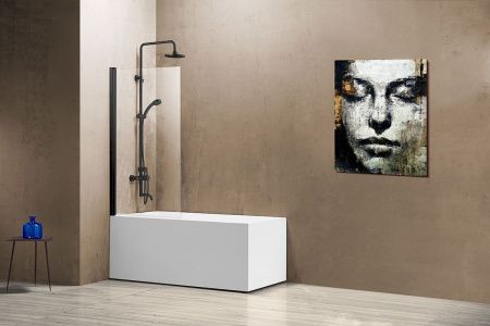 Душевая шторка на ванну Vincea VSB VSB-11800CLB 80х140 стекло прозрачное профиль черный ориентация универсальная