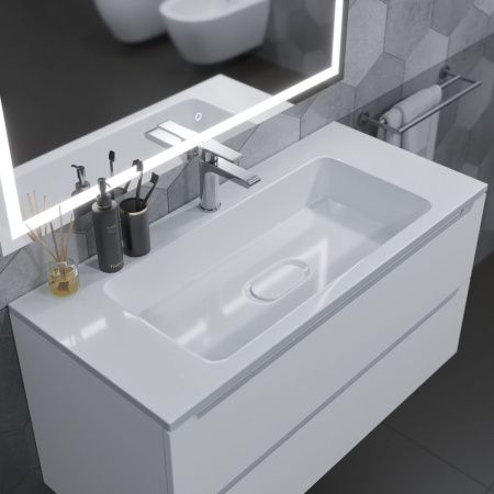 Раковина из искусственного камня Uperwood Modul 2911020341 100х50 полувстраиваемая цвет белый