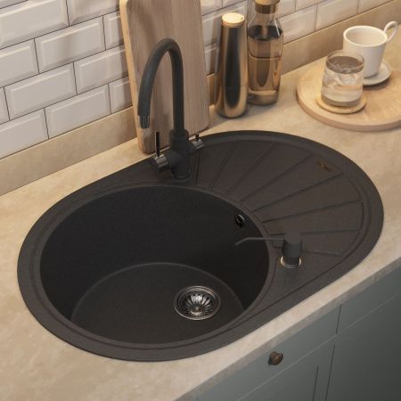 Кухонная мойка Uperwood Quartz Premium UPD-02 3910202107 75х50 цвет черный поверхность матовая