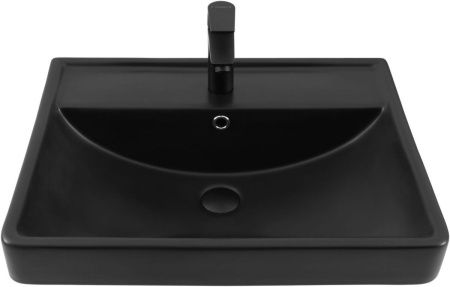 Раковина керамическая Aquanet Ирис 00329247 60х50 полувстраиваемая цвет черный 1 отверстие под смеситель