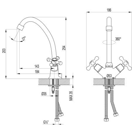 Смеситель для кухни LeMark Standard LM2104C на мойку хром