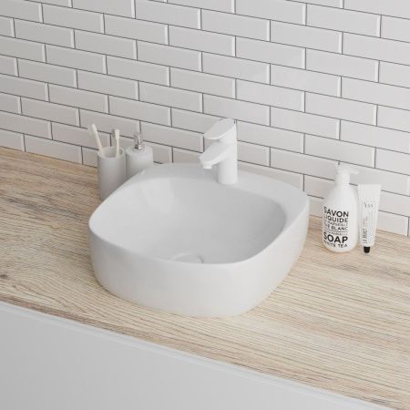 Раковина из сантехнического фаянса Grossman GR-3028 40х40 накладная цвет белый 1 отверстие под смеситель