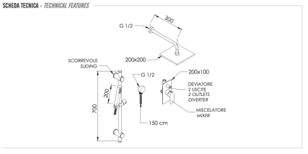 Душевая система Remer Infinity I09S07ODO встраиваемая в стену цвет золото