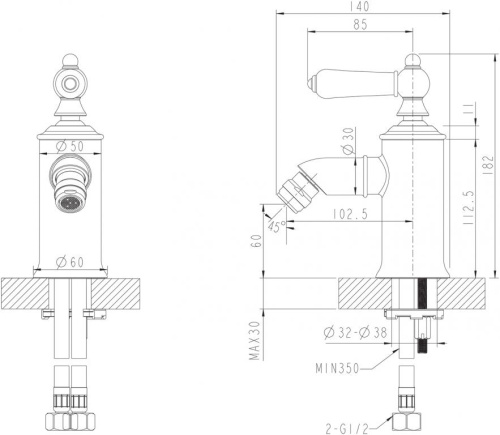 Смеситель Bravat ART F375109G на биде золото - фото 2 Смеситель Bravat ART F375109G на биде золото - фото 2