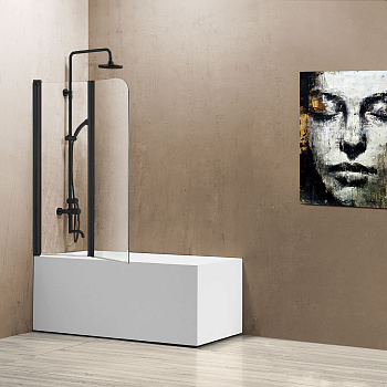 Душевая шторка на ванну Vincea VSB VSB-12114CLB 114х140 стекло прозрачное профиль черный ориентация универсальная