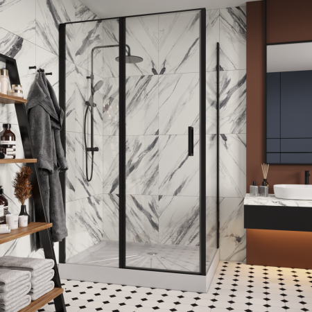 Душевой уголок Cerutti SPA VICTORIA120B 120х90 стекло прозрачное профиль черный без поддона