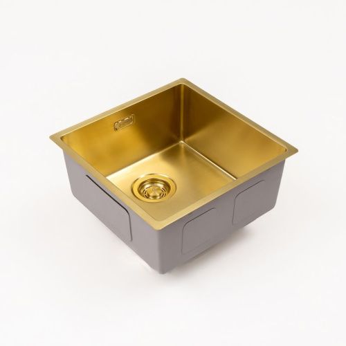 Кухонная мойка Grandex Aqua 5011351 44х44 цвет золото поверхность матовая - фото 4