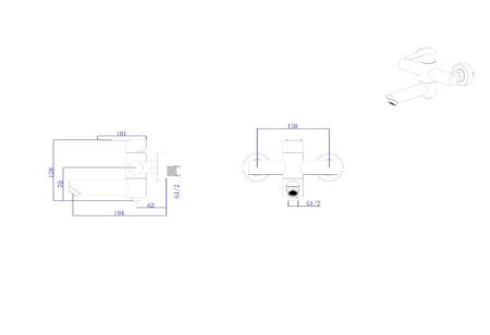 Смеситель для ванны Rush Santiago SUS1116-44 настенный сатин