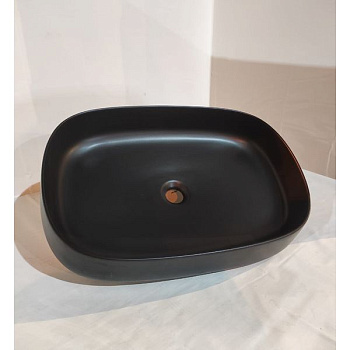 Раковина керамическая White Ceramic Jumper W070705 60х40 накладная цвет черный матовый
