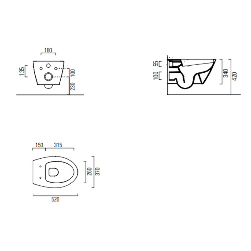 Чаша унитаза подвесная GSI Modo 981626_УЦ/3 цвет черный матовый без сиденья безободковая душевой смыв (царапина на ободке сверху) - фото 5