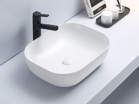 Раковина из санфаянса CeramaLux 78104MW 51х41 накладная цвет белый матовый