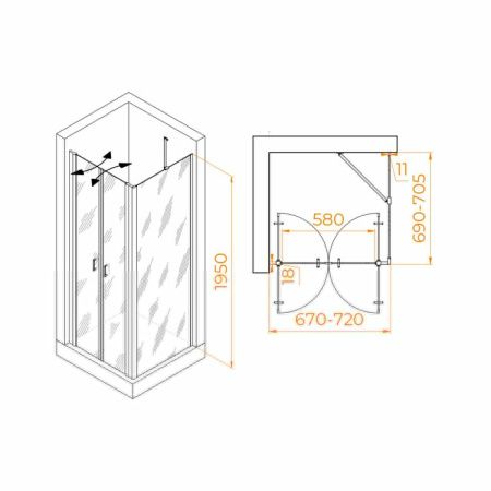 Душевой уголок RGW Passage 060813477-11 70х70 стекло прозрачное профиль хром без поддона