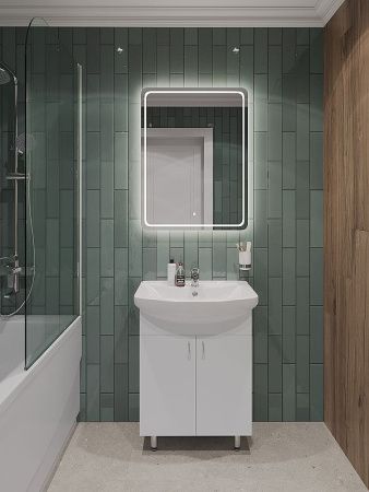 Тумба с раковиной Orange Лайт LA-60TUW+GR 60х40 напольная цвет белый