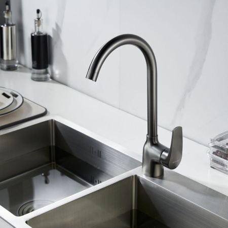 Смеситель для кухни Shevanik S5053T на мойку оружейная сталь