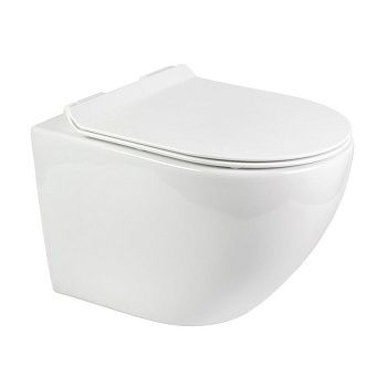 Унитаз подвесной Bond Oval F01-10 белый с сиденьем микролифт безободковый душевой смыв