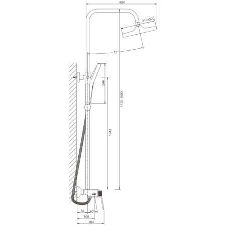 Душевая стойка Belz B572 B24572-7 настенная цвет черный