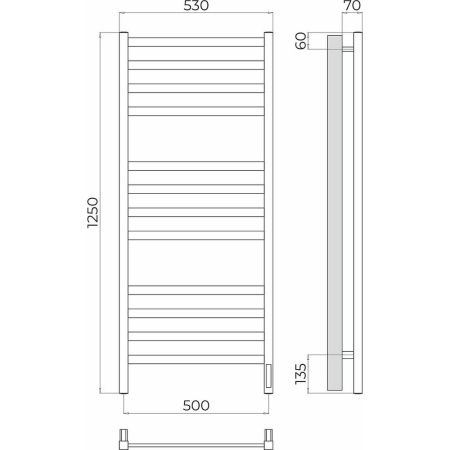 Полотенцесушитель электрический Terminus 4670078544506 55х125 хром