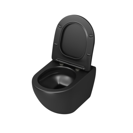 Унитаз подвесной Grossman Торнадо GR-4457BMSQ черный матовый с сиденьем микролифт безободковый смыв торнадо