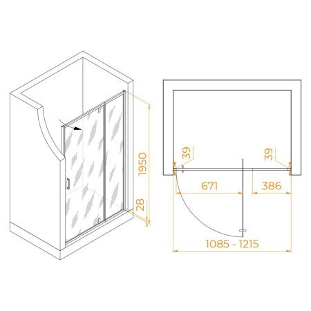 Душевая дверь RGW Passage 350800812-14 110х195 стекло прозрачное профиль черный