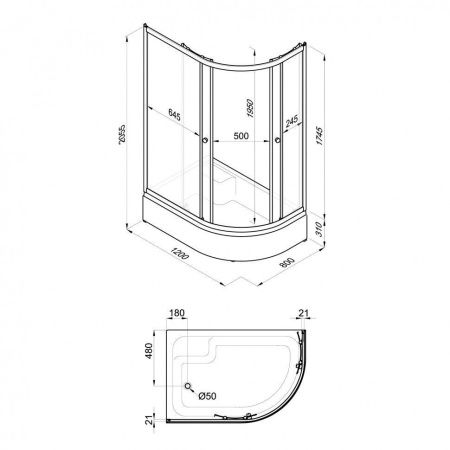 Душевой уголок Тритон Коралл Щ0000068951 120х80 стекло с рисунком профиль белый с поддоном