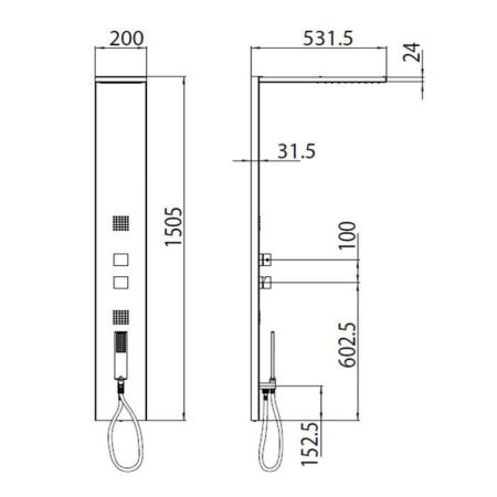 Душевая панель Bossini Manhattan L00891.030 настенная цвет хром