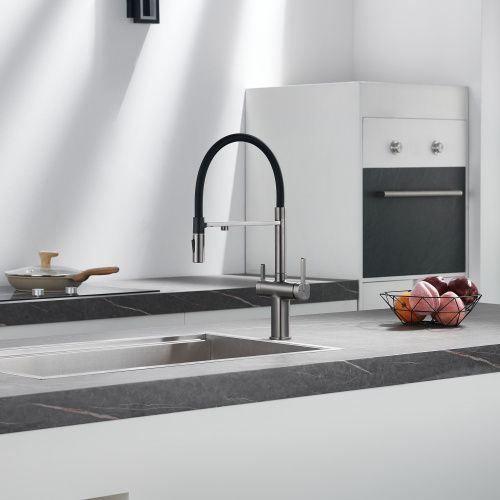 Смеситель для кухни Rose R358T на мойку оружейная сталь - фото 4