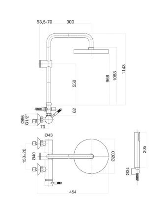 Душевая стойка Fiore 44CR5168 настенная цвет хром