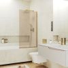 Душевая шторка на ванну Maybah Glass MGV-73-3у 50х140 стекло тонированное профиль золото ориентация универсальная