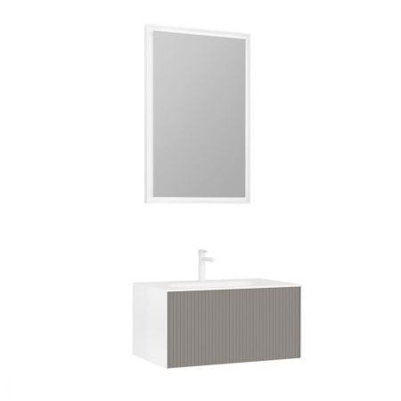 Тумба с раковиной Orka Cube 3000373 80х50 подвесная цвет бежевый/белый