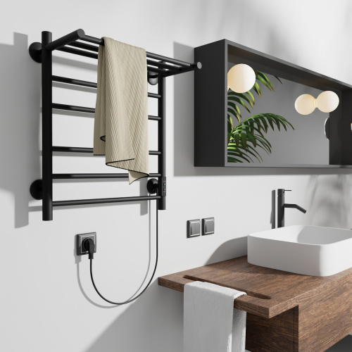 Полотенцесушитель Маргроид Вид 10 10-6050-1051-9005R 53х60 электрический черный матовый - фото 3