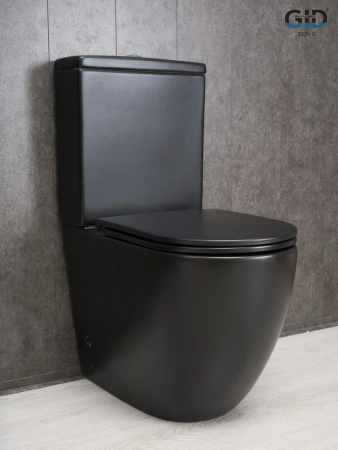 Унитаз напольный с бачком Gid Convexo Tn2188Bm (62250Y) черный с сиденьем микролифт безободковый