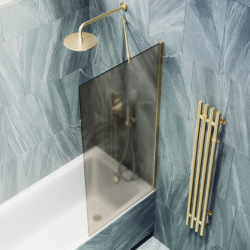Душевая шторка на ванну Maybah Glass MGV-74-3ш 60х140 стекло тонированное профиль золото глянцевое - фото 4