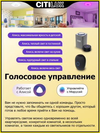 Люстра потолочная Citilux Диамант Смарт CL713A80G