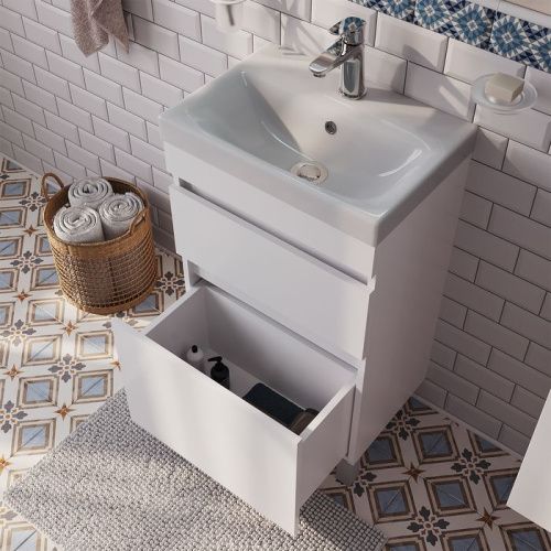 Тумба с раковиной IDDIS Zodiac ZOD5CBFi95K 49х34х87 напольная цвет белый - фото 3