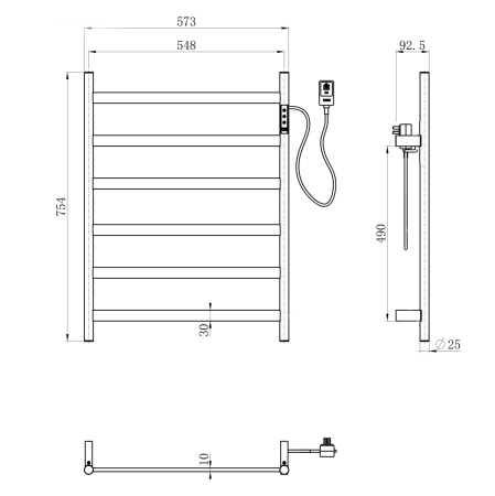 Полотенцесушитель электрический Wonzon & Woghand Essen WW-A405-BR 50х75 никель