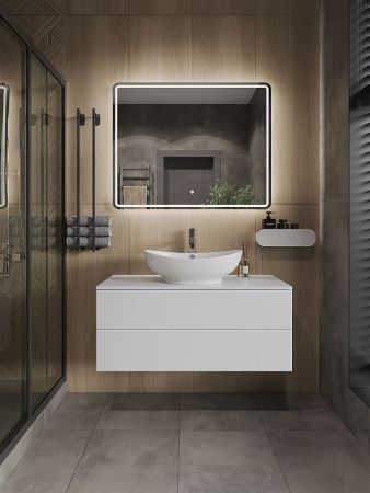 Тумба с раковиной Orange Otto Ot-100TuMDF+G56 100х50 подвесная цвет белый