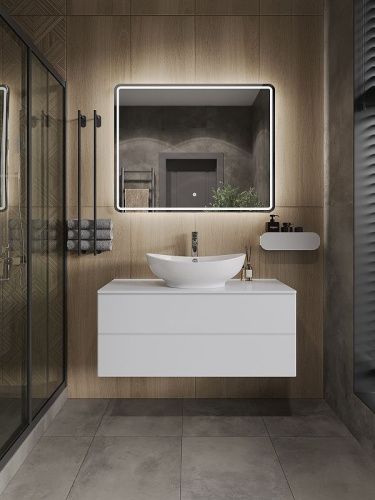 Тумба под раковину Orange Otto Ot-100TuMDF 100х50 подвесная цвет белый - фото 4