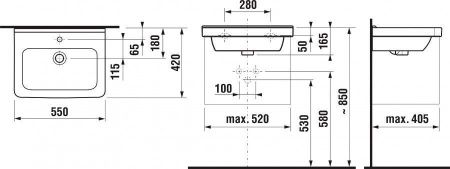 Раковина из сантехнического фарфора Jika Cubito 8104220001049 60х40 подвесная цвет белый