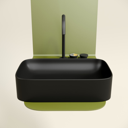 Раковина из сантехнического фарфора Ceramica Nova ELEMENT CN6053MB 61х38 накладная цвет черный матовый без отверстий под смеситель