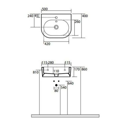 Раковина из сантехнического фарфора Kerasan Flo 314101*1 50х40 накладная цвет белый 1 отверстие под смеситель