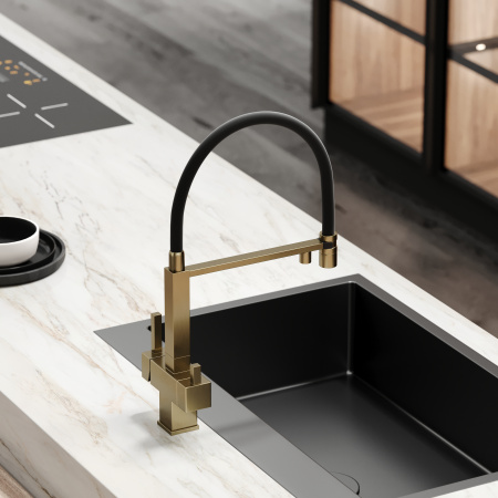 Смеситель для кухни Sancos Moro SC4006BG на мойку брашированное золото/черный