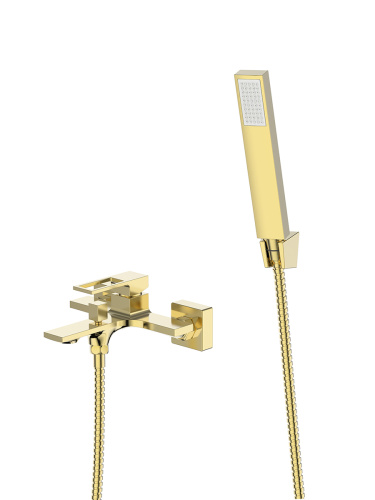Смеситель для ванны и душа BelBagno LUCE LUC-VASM-ORO настенный золото - фото 2