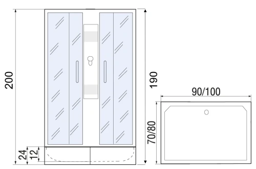 Душевая кабина River QUADRO 10000002984 90х70 прямоугольная без крыши ориентация универсальная - фото 2