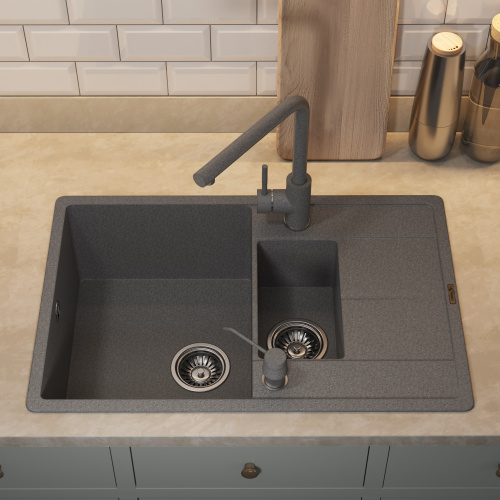 Кухонная мойка Uperwood Quartz Premium UPD-05 3910202118 78x51 цвет серый матовый - фото 4