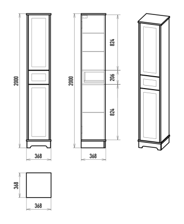 Шкаф-пенал Misty Ларго Лар-05035-0101П 40х200 напольный цвет белый