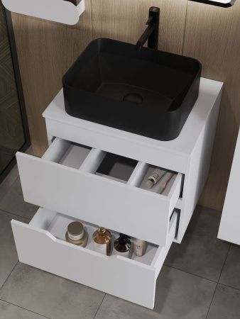 Тумба с раковиной Orange Line Li-60TuwMDF+B02-460MB 60х50 подвесная цвет белый