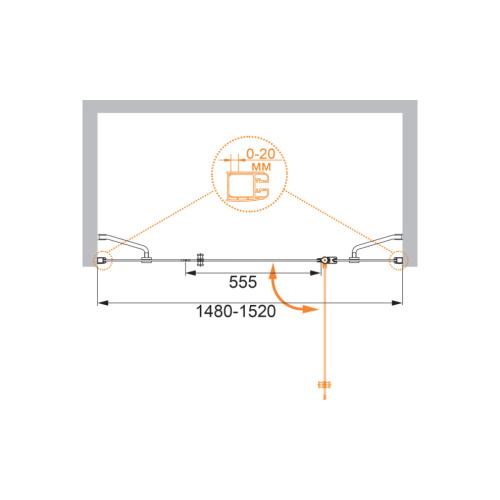 Душевая дверь Cezares ELENA ELENA-W-B-13-60+60/30-P-Cr-R 150х195 стекло рифленое профиль хром глянцевый - фото 5