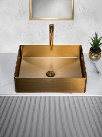 Раковина из нержавеющей стали AltroBagno Accordo AltroBagnoAccordo001009OrSp 50х40 накладная цвет золото