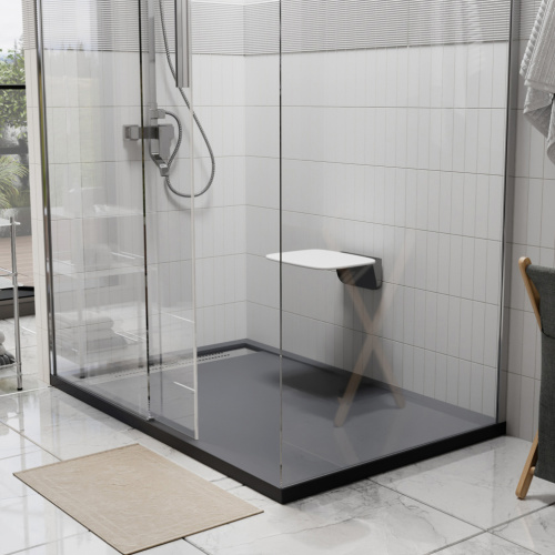 Душевой поддон WasserKRAFT Wiese 84T 84T35 140х80 искусственный камень серый - фото 3